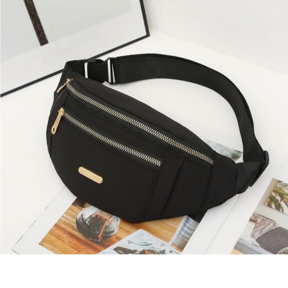 Belt or shoulder bag! Black suede with gold and silver hardware! Brand new!!